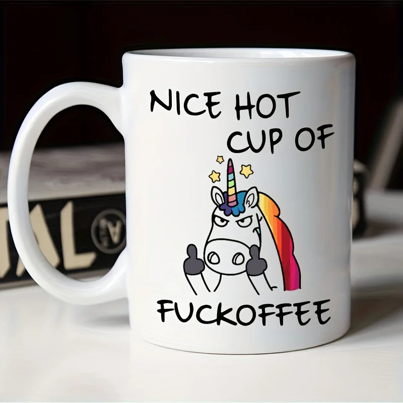 1pc 11oz Angry Unicorn Ceramic Coffee Mug Milk Tea Cup Insulated for Hot or Cold Beverages Portable Office Cup Drinkware Gift