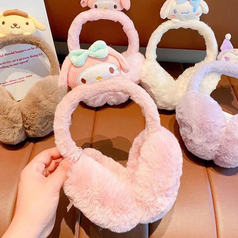 1PC Girls Gift Sanrio Children Plush Earmuffs Kuromi Cinnamoroll Winter Cute Cartoon Comfortable Warmth Protection Ear Toys