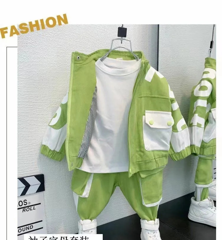 Boys Clothing Set Jacket Suit Spring and Autumn Clothing Children's Sportswear Set Boys' Baby Coat Pants Two-piece Set 2024 New