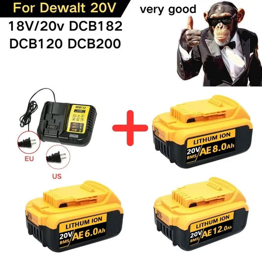 DCB200 20V  Battery Compatible with dewalt power Tools 18V 12Ah rechargeable electric tool Lithium batteries 20V 18Volt 18v 12Ah