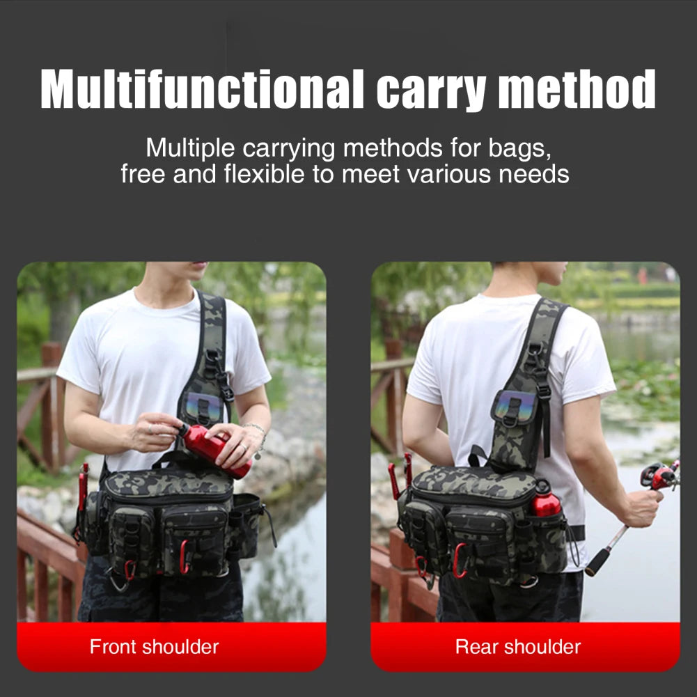 Fishing Tackle Bag Single Shoulder Crossbody Bags Waist Pack Waterproof Fish Lures Gear Utility Storage Fishing Box Bag Dropship