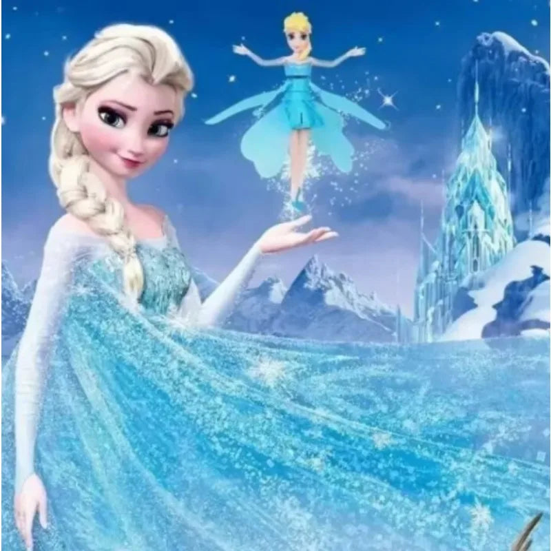 Disney Frozen Induction Flying Toy Cartoon Elsa Pretty Anime Figure Princess Dolls Model Outdoor Safety Toys Girls Birthday Gift