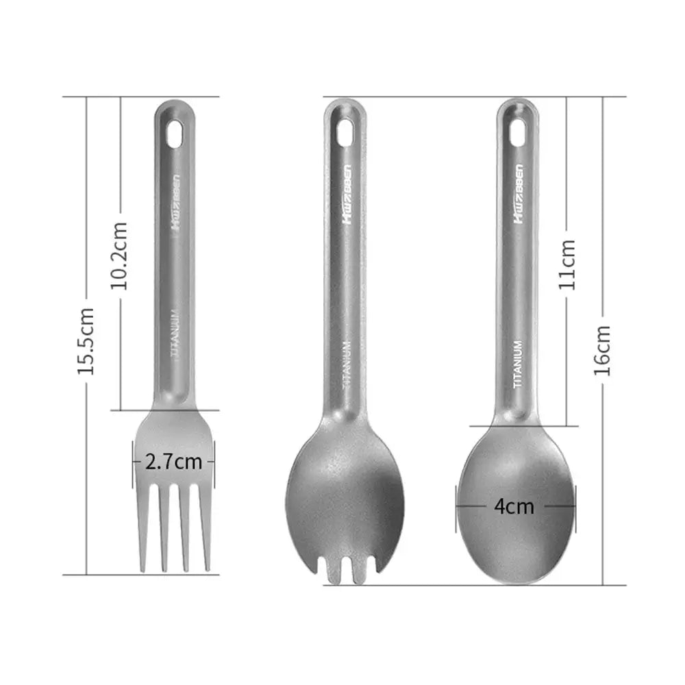 Titanium Tableware Outdoor Camping Portable Picnic Titanium Spoon Cookware Titanium Alloy Fork Ultralight Pure Titanium Spork