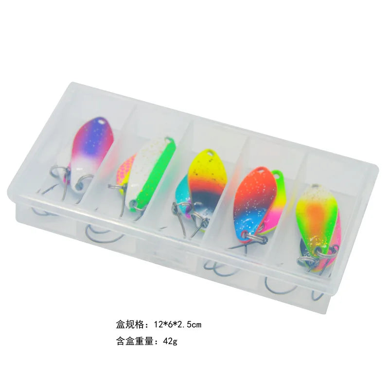 JYJ 2g 3g fishing kit jig spoon lure bait,hard metal spinner wobbler spoon trout bass area fishing gear lure spoon bait