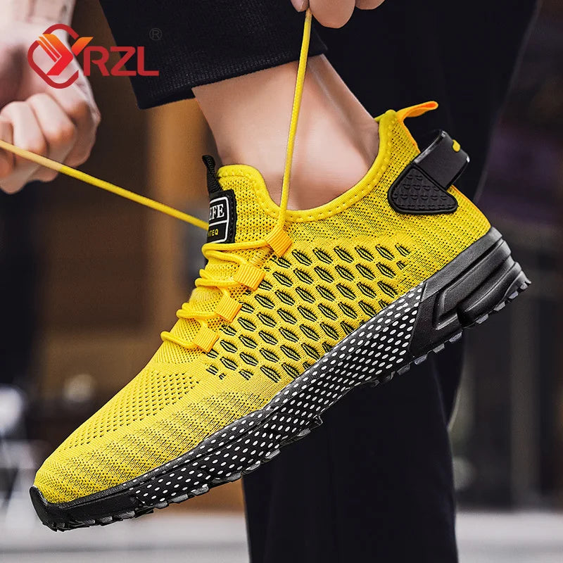 YRZL Mens Running Shoes 2024 Mens Sneakers Shoes Mesh Breathable Outdoor Tennis Walking Training Shoes for Men Plus Size 40-47