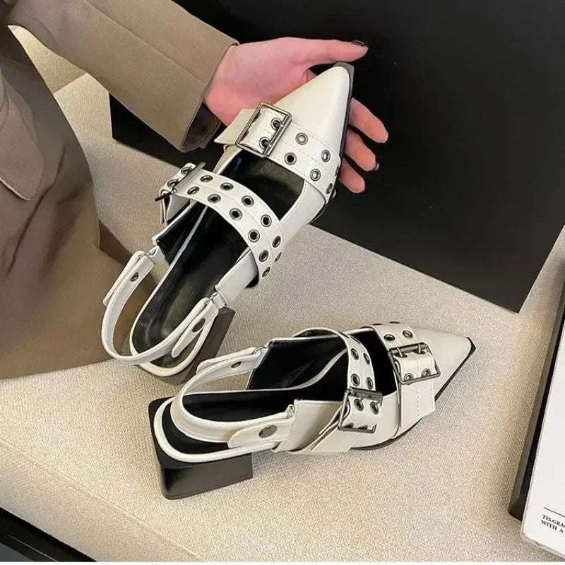 2024women's sandals summer  Ballet flats women Pointed rivet single shoe Platform Women Sandals zapatos de mujer tendencia