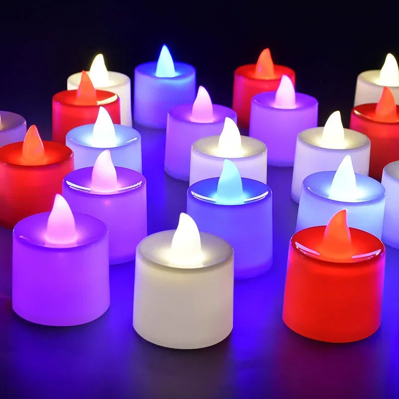 1/48PCS Flameless Led Candle Christmas Wedding Party Decoration Table Lamp Heart-shape Electronic Battery-Power Tealight Candles