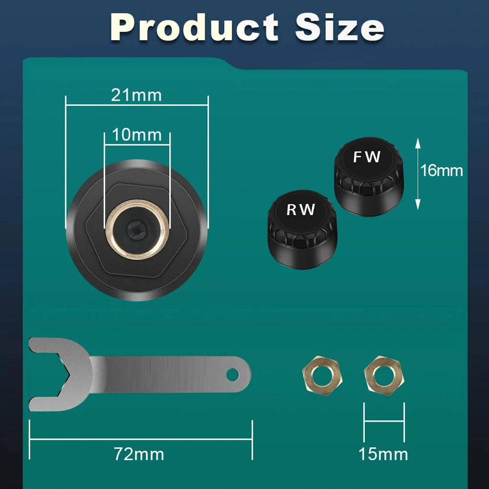 Motorcycle Tire Pressure Sensors TPMS Monitoring System with 2 External Sensor for Motor Bluetooth-Compatible Android/IOS