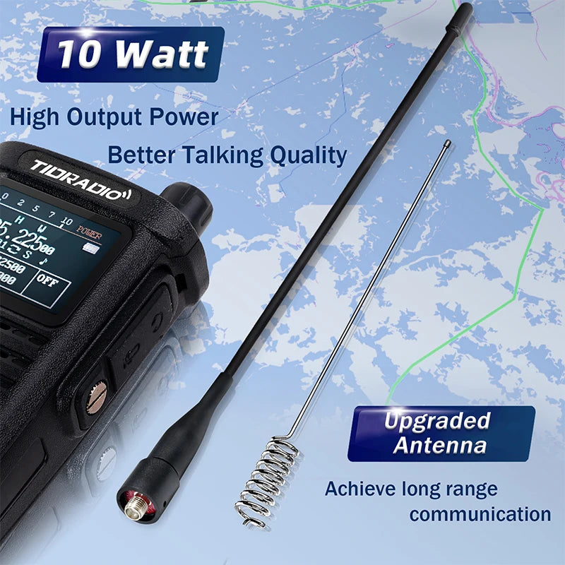 2nd Gen 2PCS TIDRADIO H8 10W Walkie Talkie Long Range Connection Wireless Programming Multi-Band Two Way Radio  Portable Set HAM