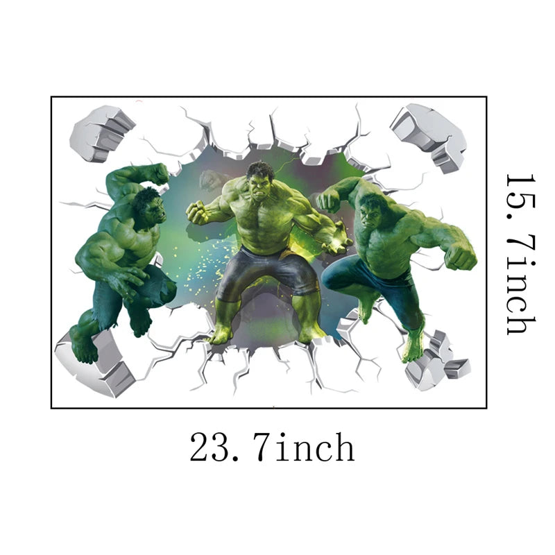 3D Cartoon Hulk Marvel Avengers Wall Stickers For Kids Rooms Living Room Bedroom Wall Decoration SuperHero Movie Poster