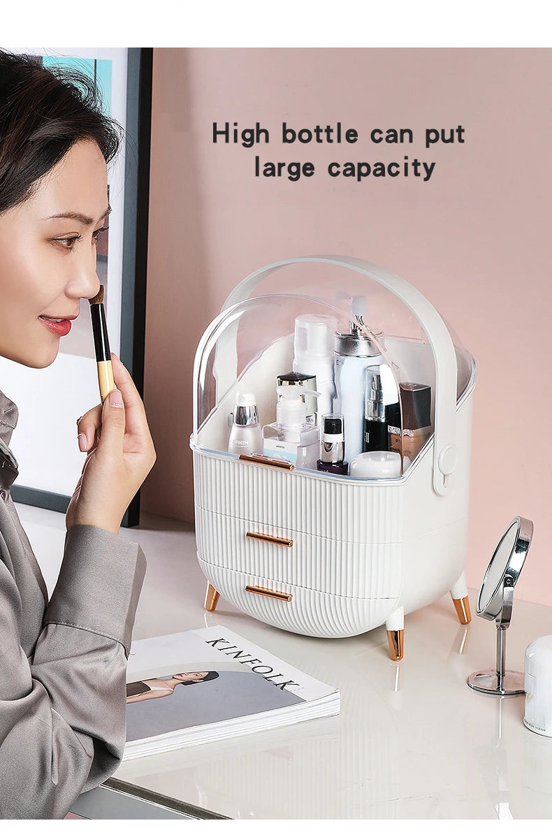 Luxury Desktop Cosmetics Storage Box Dust-proof Makeup Organizer For Cotton Pads Swabs Bathroom Jewelry Organizer for Cosmetics