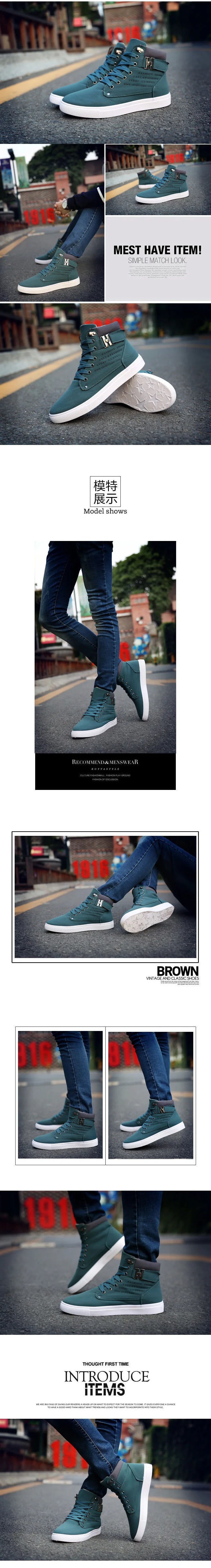 2024 Fashion Men Casual Shoes High Top Canvas Shoes Sneakers Man Lace-Up Breathable Trainers Men Baskets Basic Flats Shoes