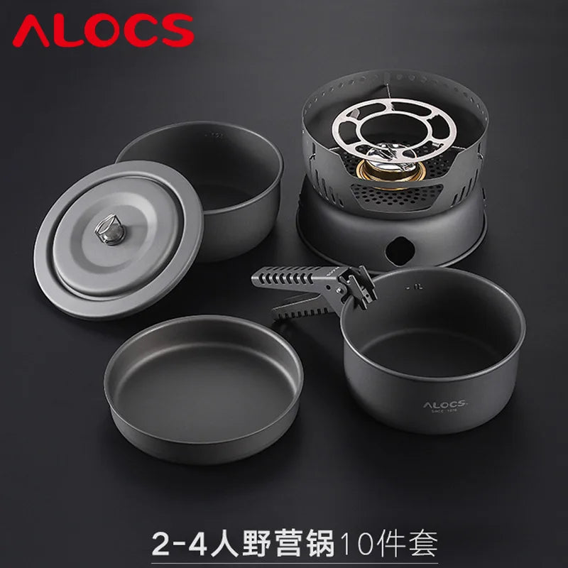 ALOCS CW-C05 Portable Alcohol Stove Gas Stove Outdoor Pot Set Cooking Set Camping Pot Set