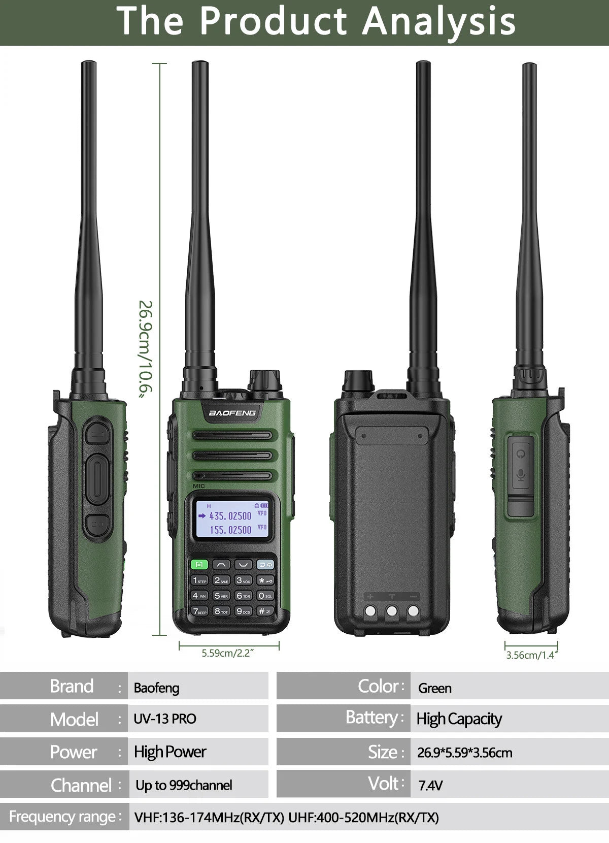 2PCS BaoFeng UV-13 PRO V2 High Power Dual Band Walkie Talkie Type C Charger 50 KM Long Range Transceiver Ham Two Way Radio