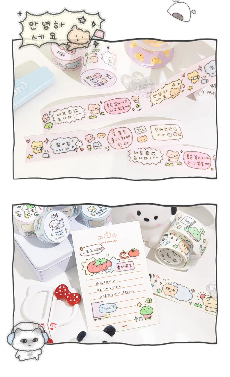 Cute Cartoon Washi Tape Flash Film Dialogue Hand Account Decorative Tape Collage Planner DIY Stationary Stickers