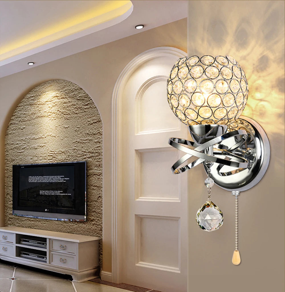 European Style Wall Lamp Simple And Creative Bedroom Bedside Crystal Lights Wall Sconce Crystal Wall Light Lamp E27 Dropshipping