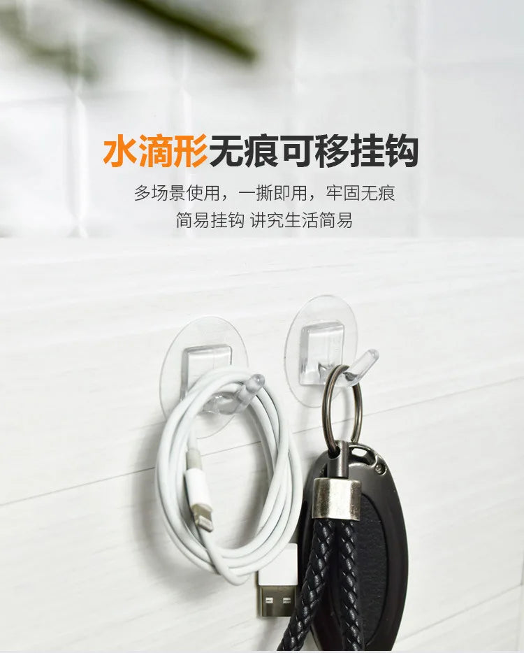 5/10Pcs Door Hook Adhesive Wall Hooks Transparent Anti-skid Traceless Heavy Duty Stick on Hook Bathroom Kitchen Wall Sticker