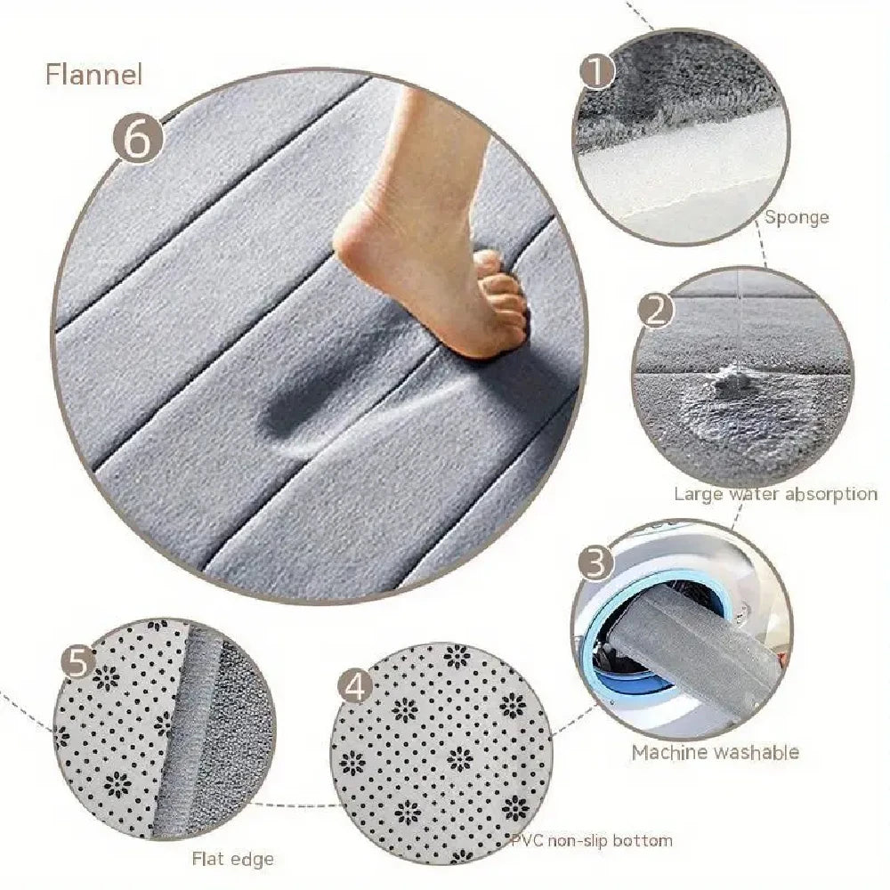 3 Pcs Bathroom Rug Set Soft Foot Mat Absorbent Memory Foam Dry Fast Non-slip Floor Kitchen Shower Room Doormat Toilet Floor Mat