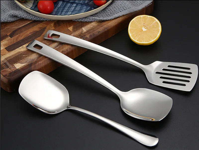 Kitchen Stainless Steel Cooking Utensils Polished Hanging Silver Colander Soup Frying Spatula Simple Household Accessories