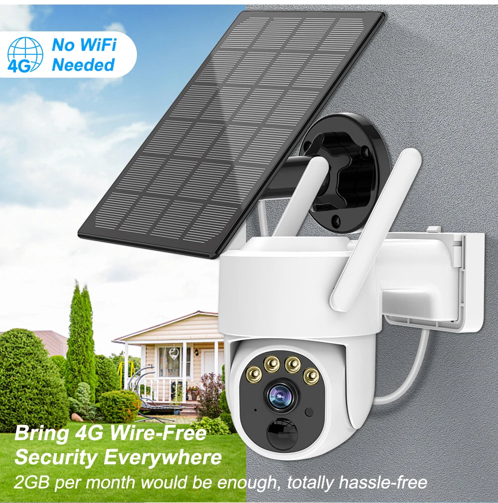 4G Ptz Camera 3MP Battery Camera with 5W Solar Panels 18000mAh Battery 4G SIM Card Surveillance Cctv Outdoor Security Protection