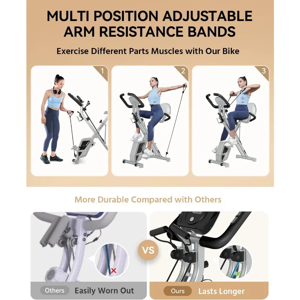 Folding Fitness Gym Machine, Upright Indoor Bike, Magnetic X-Bike with 8 levels of adjustable resistance