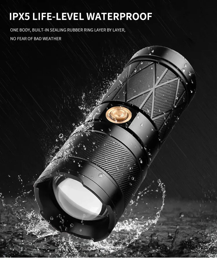 Adjustable Flashlight Zoom White Laser Flashlights with Output Far Shot Super Bright Flashlight Outdoor Camping Emergenc