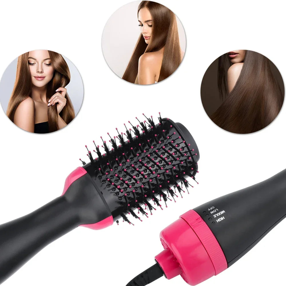 1000W Hair Dryer Hot Air Brush Styler and Volumizer Hair Straightener Curler Comb Roller One Step Electric Ion Blow Dryer Brush