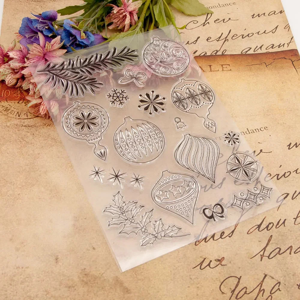 Clear Stamps for Card Making, Christmas Theme Transparent Silicone Stamps Seal for DIY Scrapbooking Decor Album Crafts T2037