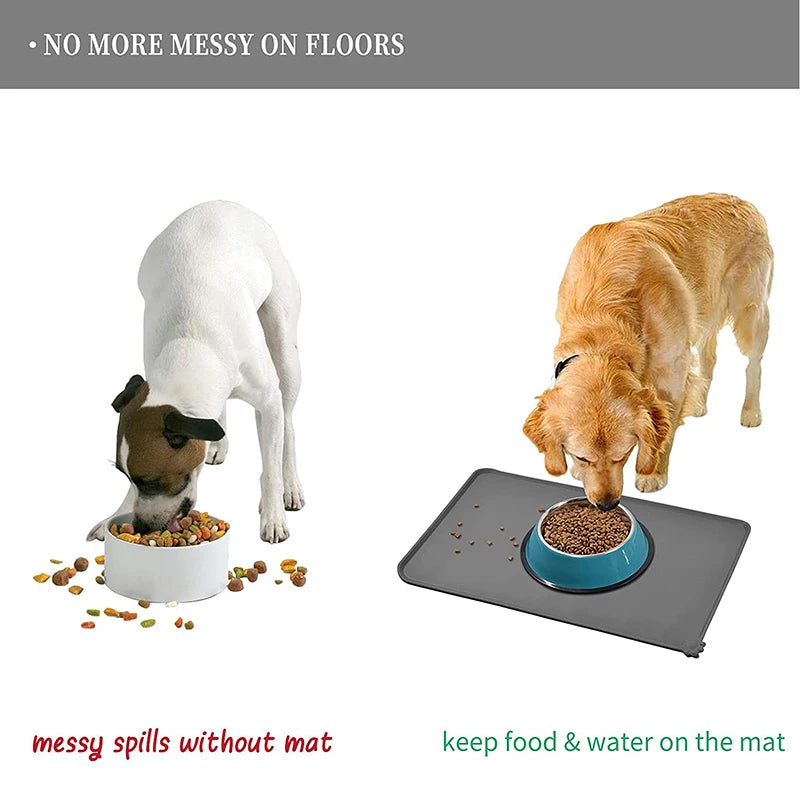 Silicone Dog Mat Non-Stick Pet Fountain Tray Cat Bowl Mat  Waterproof Food Pad Pet Feeding Drinking Pads Easy Washing Placemat