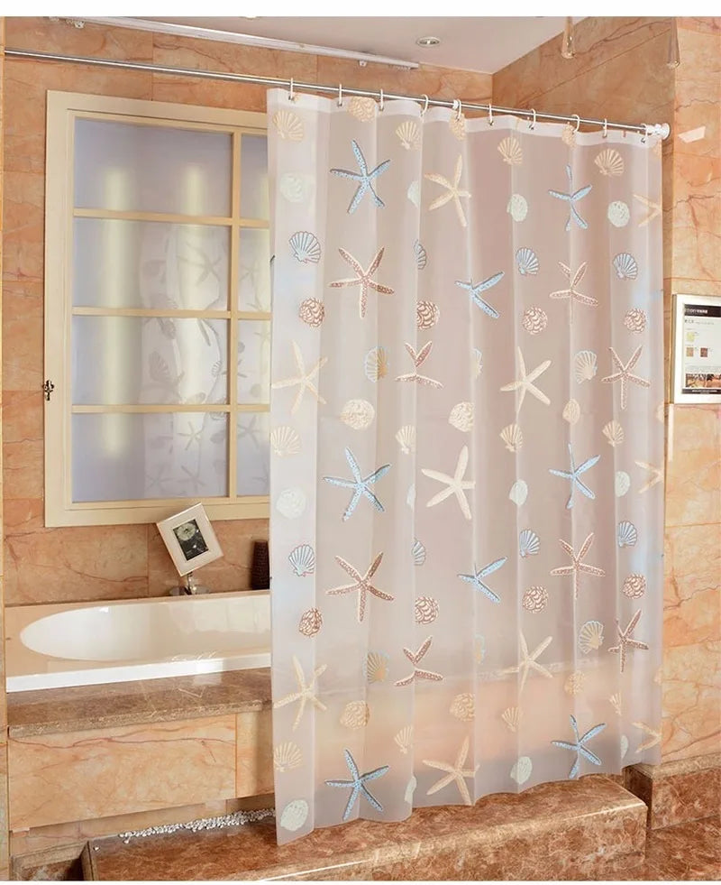 Clear PEVA Waterproof Mildew Bathroom Curtain Seaside Style Shower  Modern  WY615