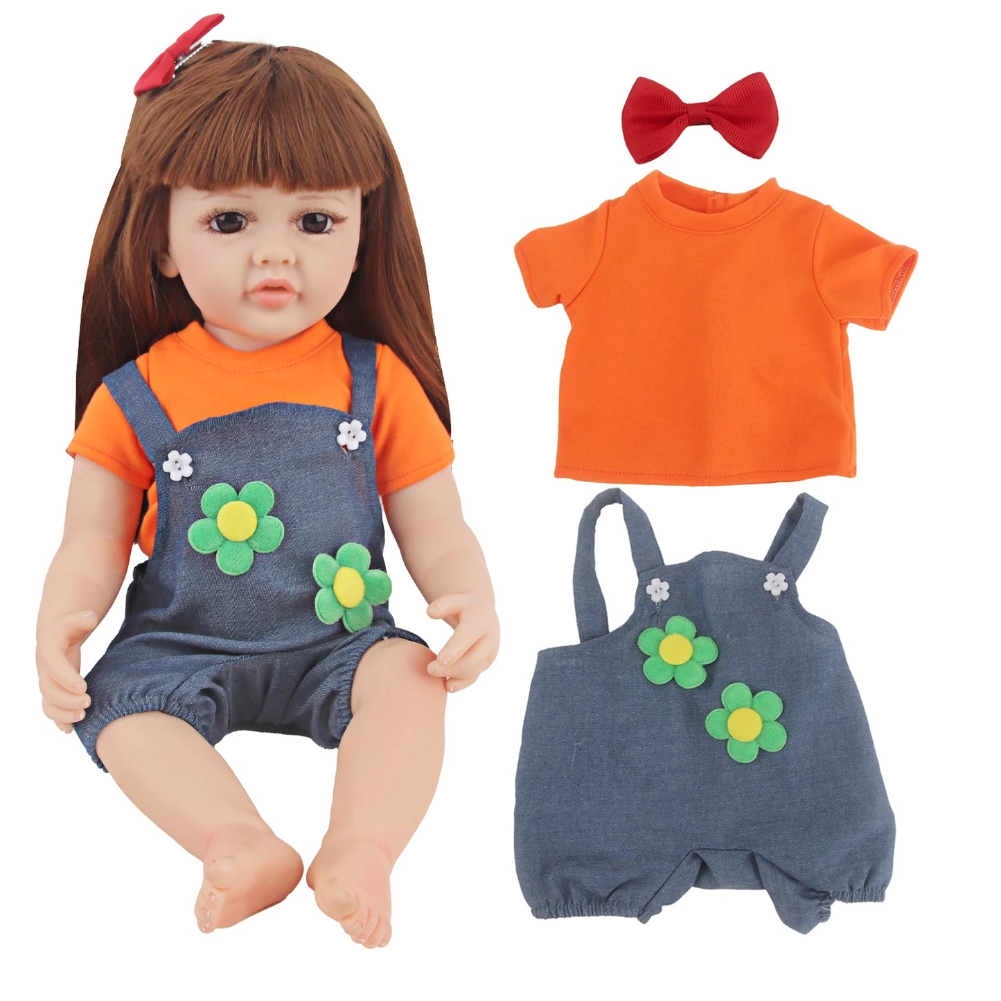 55CM 22 Inches Baby Reborn Girl Doll Full Body Soft Silicone Cute Newborn Dolls With Shoes,Clothes Girl's Best Gift Festival Toy