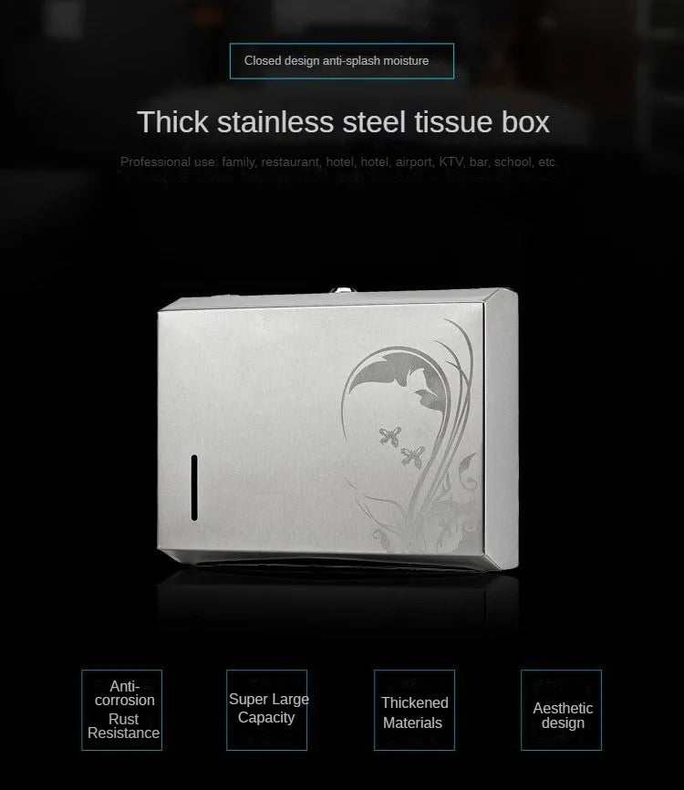 Metal Tissue Holder Gold Paper Towel Dispenser Toilet Paper Holder Box Bathroom Stainless Steel Wall-mounted Without Punching