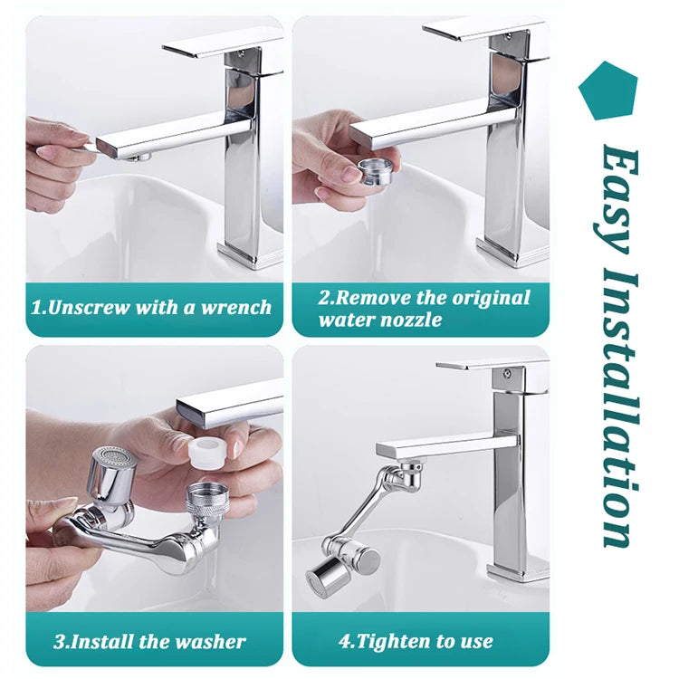 1080° Rotation Filter Faucet Aerator Copper Tap Saving Water Nozzle Kitchen Universal Faucet Bubbler Anti Splash Head Extender