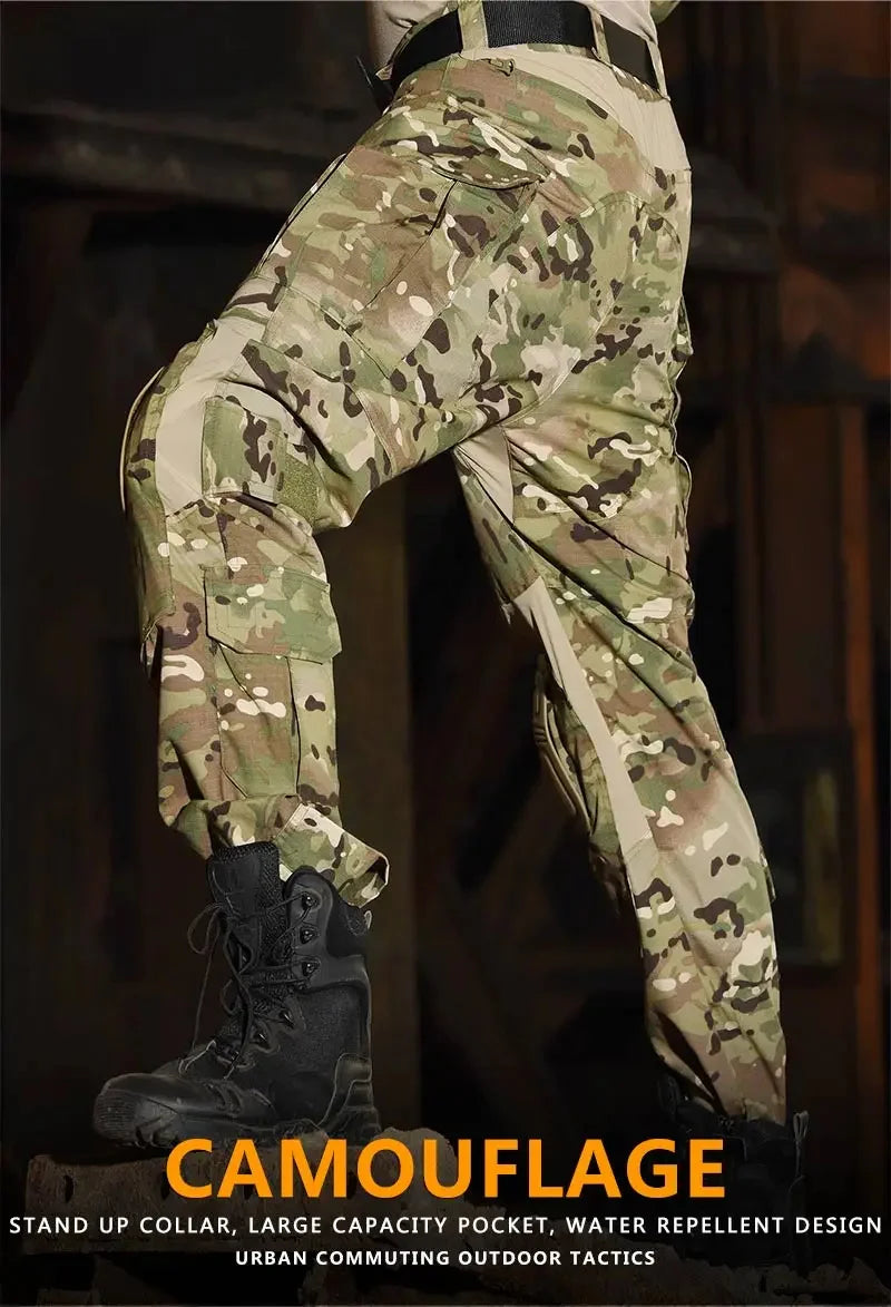 G3 Combat Pants with Pads Elastic Military Pant Tactical Gear Army Camo Outdoor Tactic Airsoft Cargo Casual Work Trouser