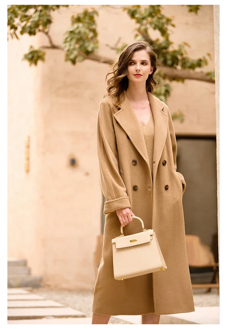 Women's Coat Double-sided 10% Cashmere 90% Wool Women's Long Coat Jacket, 2024 Winter New Long Cashmere Coat Women