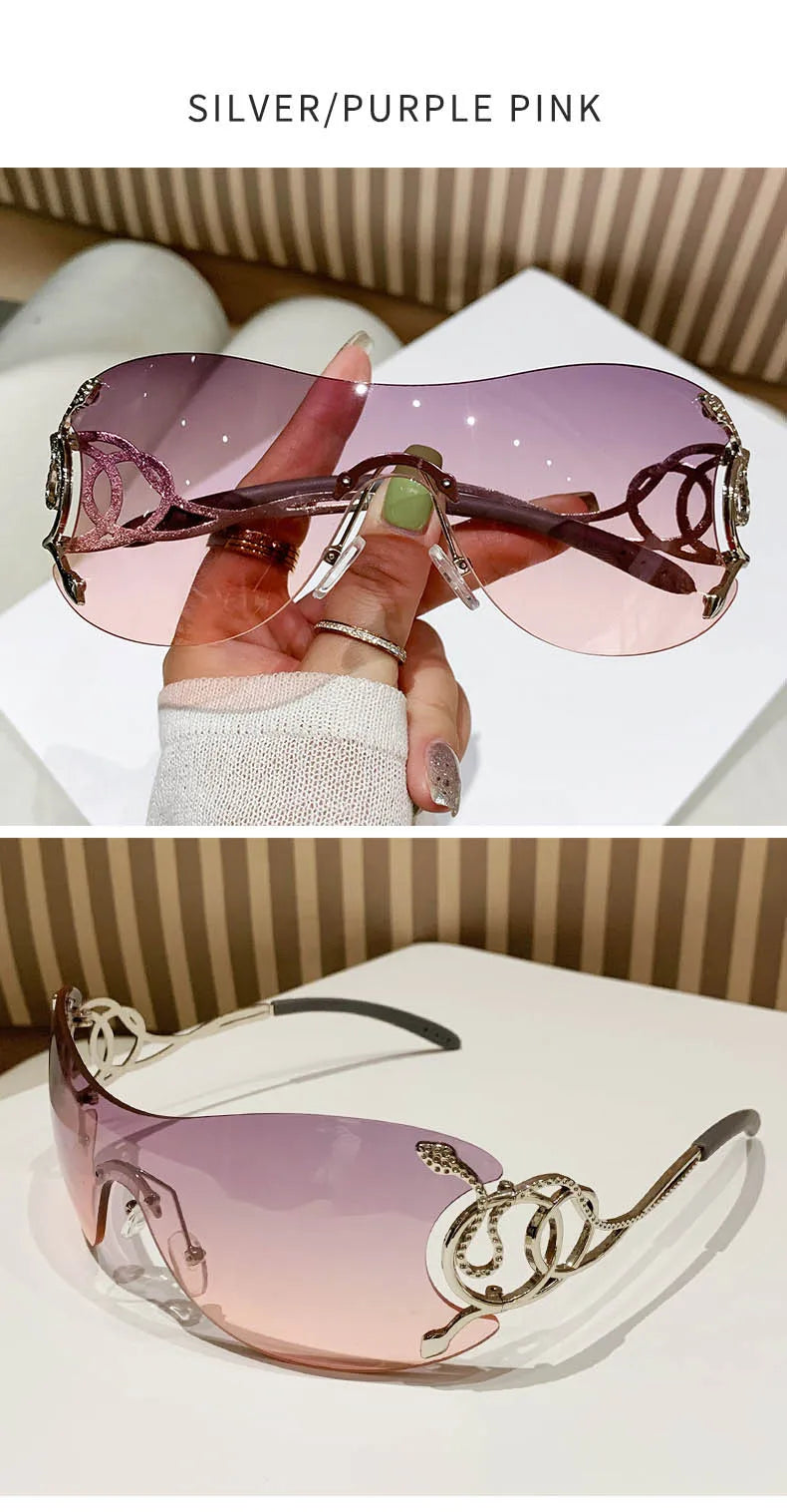 Y2k Fashion Sunglasses Women Vintage Oculos Sunglasses Rimless Designer Glasses Trending Sun Lentes Gafas De Sol Mujer Lunette