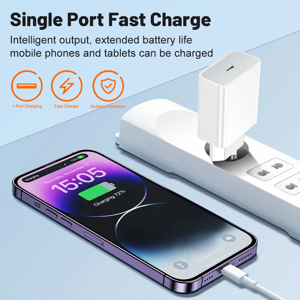 PD Fast Charger USB Type C Charger Quick Charge For iPhone 15 14 13 12 Pro Max Mini X XS Fast Charging EU/US Plug Phone Charger