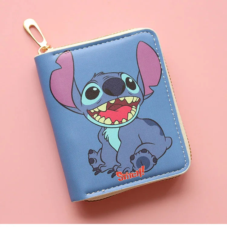 Disney Stitch Wallet Anime Movie Lilo & Stitch Short Zipper Wallet ID Card Bank Card Holder Kids Bag Coin Purse Birthday Gifts