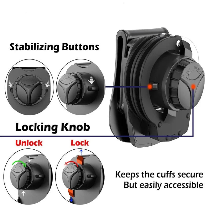 Tactical hunting law enforcement handcuffs are used for work with polymer handcuff clips, which can be quickly released