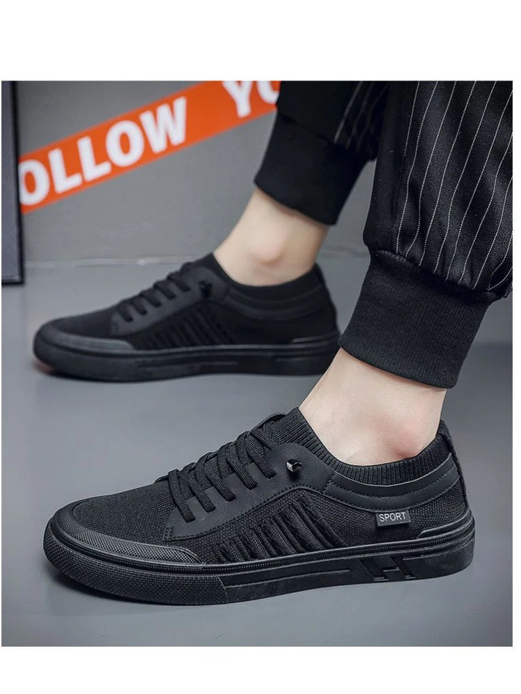 Men's Breathable Sneakers Summer Casual Loafers Lightweight Round Head Solid Colour Non-slip Flats Zapatillas Para Hombres