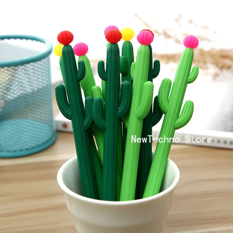 1Pc Creative Cactus Neutral Pen Plant Black Signature Office Pen Student Stationery Kawaii School Supplies Cute Stationary