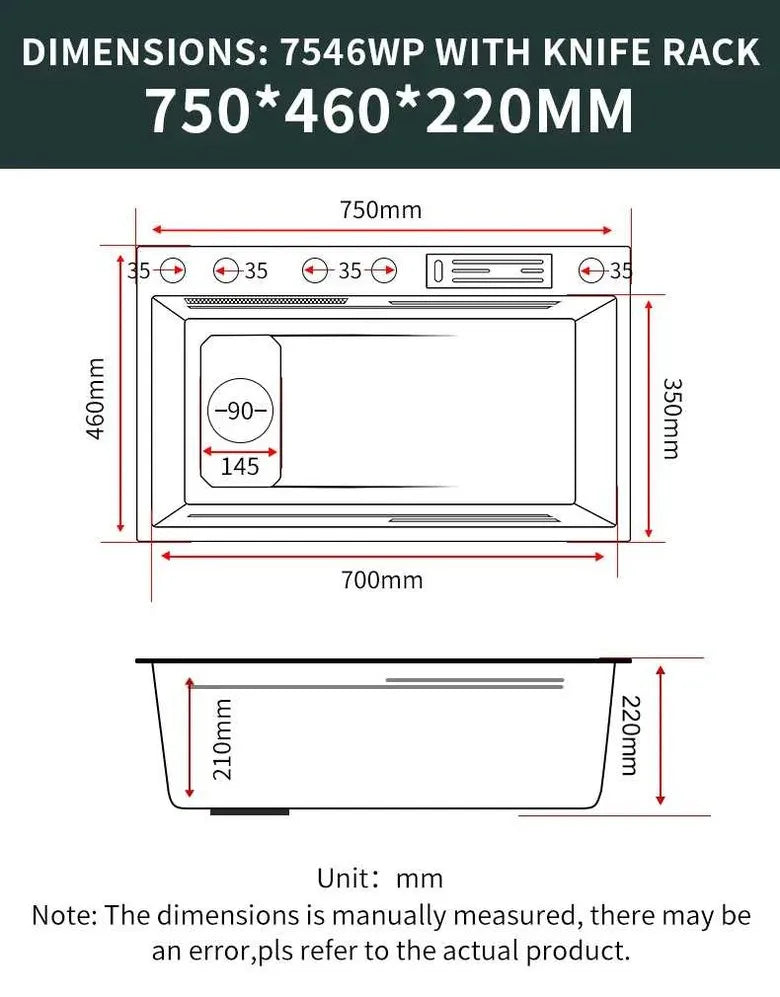 304 Stainless Steel Kitchen Waterfall Sink Digital Display Large Single Sink Dish Basin Sink With Multifunction Touch Waterfall