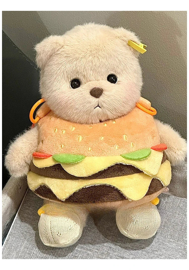 Cute Bear Crossbody Bags for Girls Soft Plush Doll Bear Shoulder Bags Lovely Girls Mini Bags Baby Infant Hamburger Toys Gifts