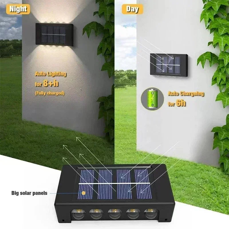 Solar Wall Lights Outdoor Warm/White Solar Wall Mount Porch Lamp Up And Down Lighting For Garden Street Landscape Balcony Patio