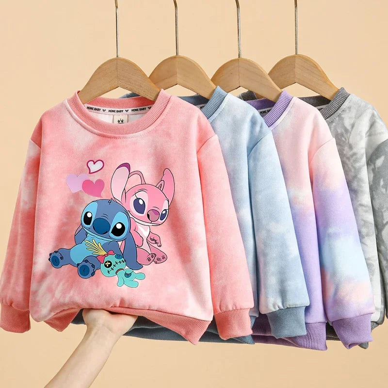 Stitch Tops Sweaters Children Baby Long Sleeve Casual Clothes Boy Girl Sweatshirt Kids Clothing Fall Hood Sweat Shirts Clothes