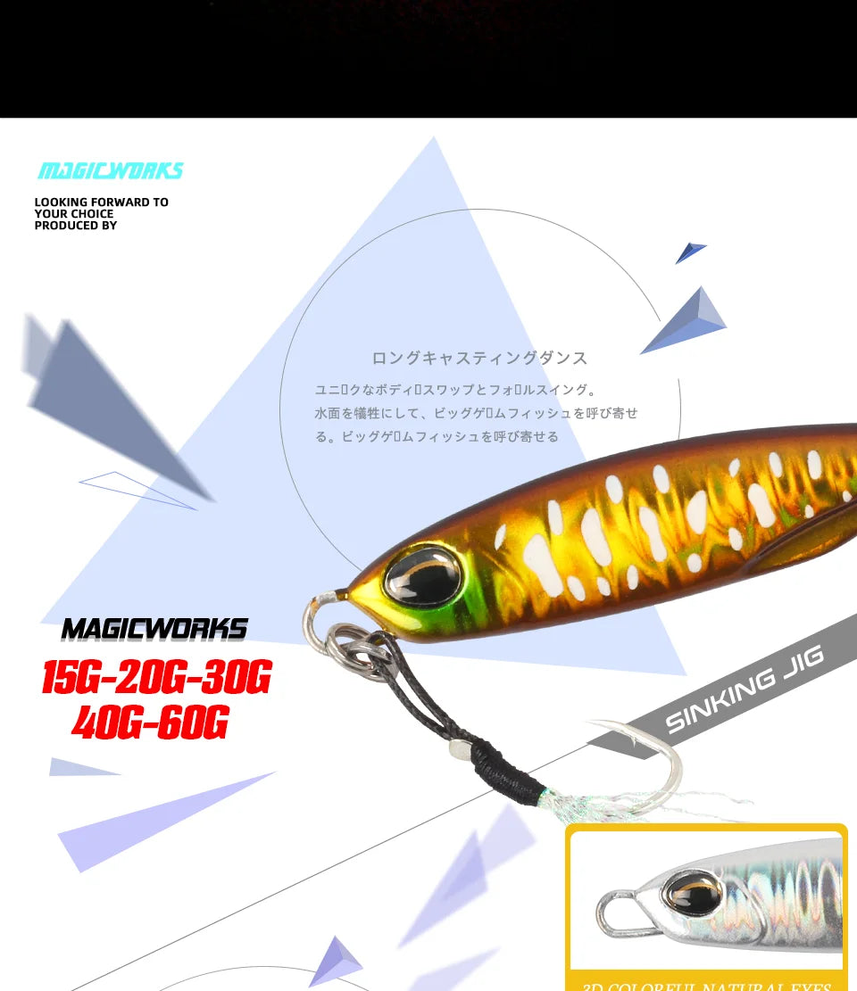 Magic Works Fishing Metal Jig 15G 20G 30G 40G 60G Fishing Goods 2024 Jig For Sea Artificial Fishing Gear Artificial Fishing Lure