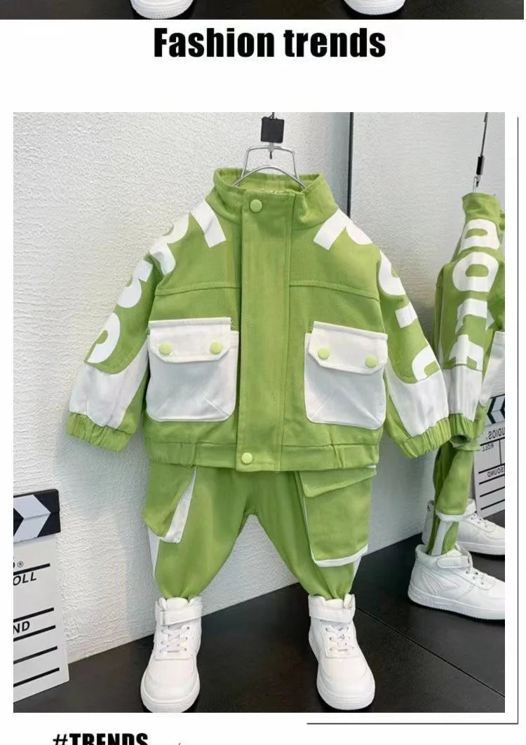 Boys Clothing Set Jacket Suit Spring and Autumn Clothing Children's Sportswear Set Boys' Baby Coat Pants Two-piece Set 2024 New