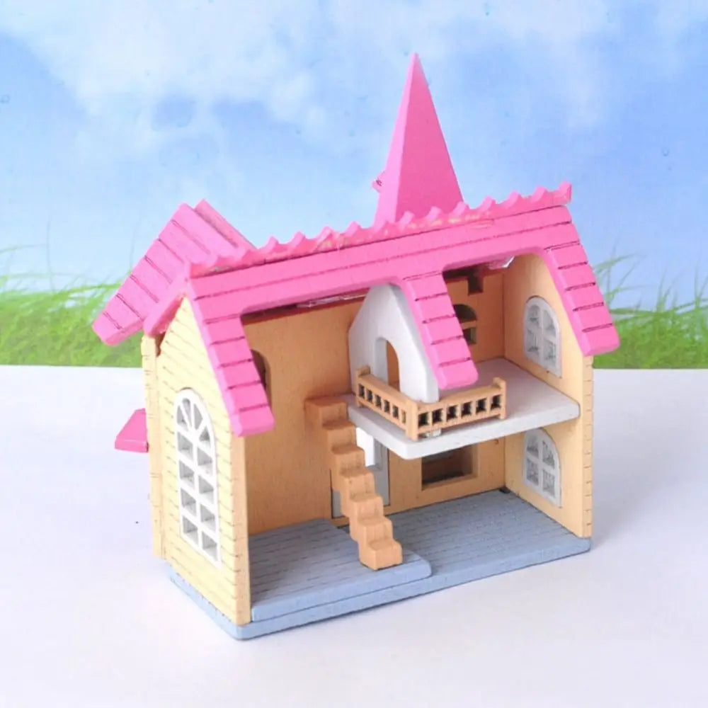 Miniature Doll Houses Wood Villa Puzzle DIY Dollhouse Kit For 1/12 Scene Model Playing House Handmade Toys Dollhouse Accessories