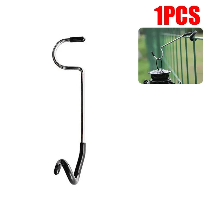 1/2/4Pcs Stainless Steel Light Stand Holder Hook Portable Tent Pole Lamp Hanger Hunting Fishing Lantern Hanger Outdoor Accessory