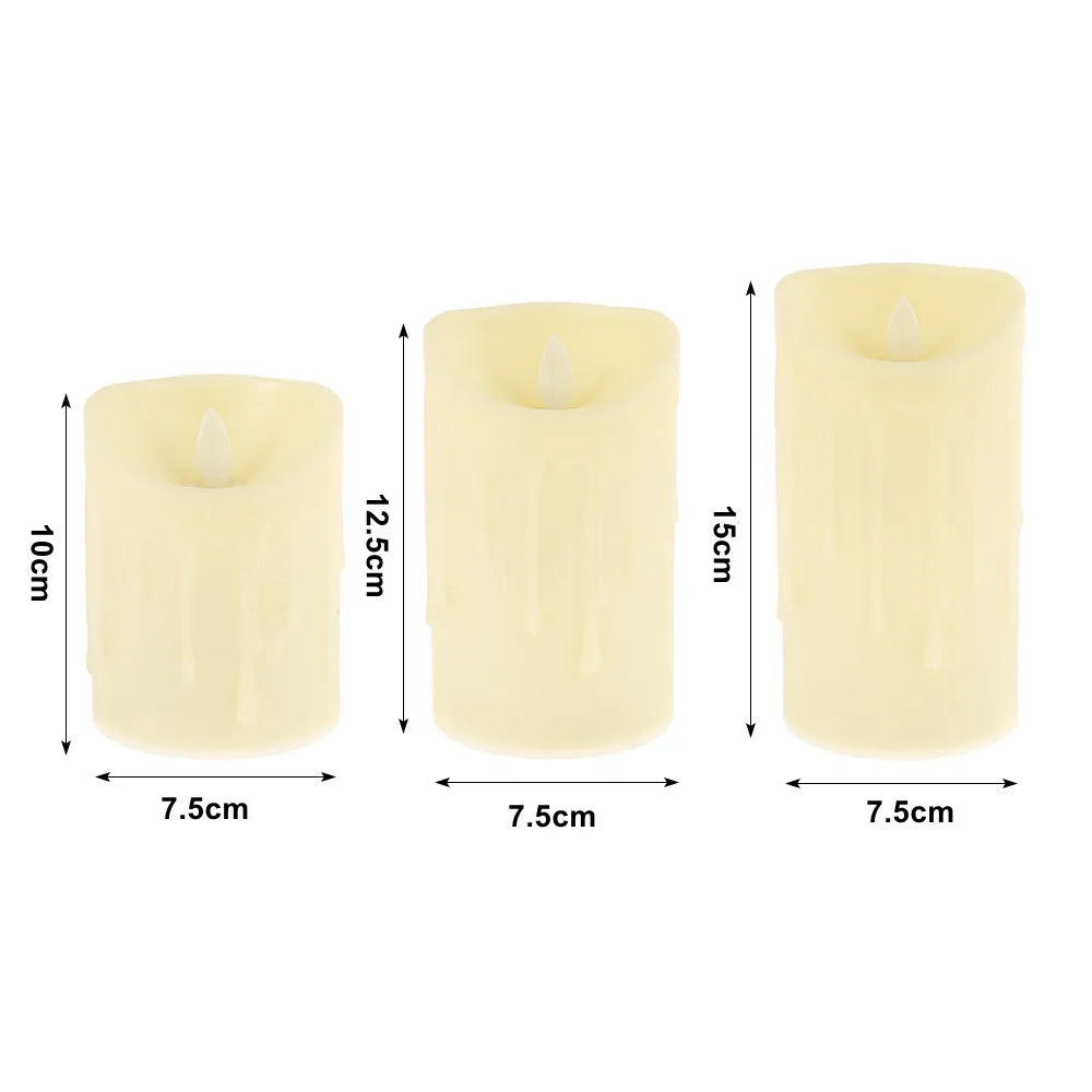 Flickering Flameless Candles Outdoor Indoor 3Pcs/Set Remote Control LED Candles Easter Candle Wedding Decoration Lighting